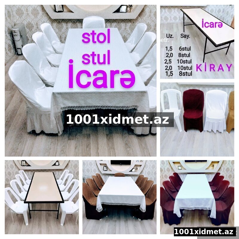 Stol stul icarəsi. Masa və oturacaq kirayəsi
