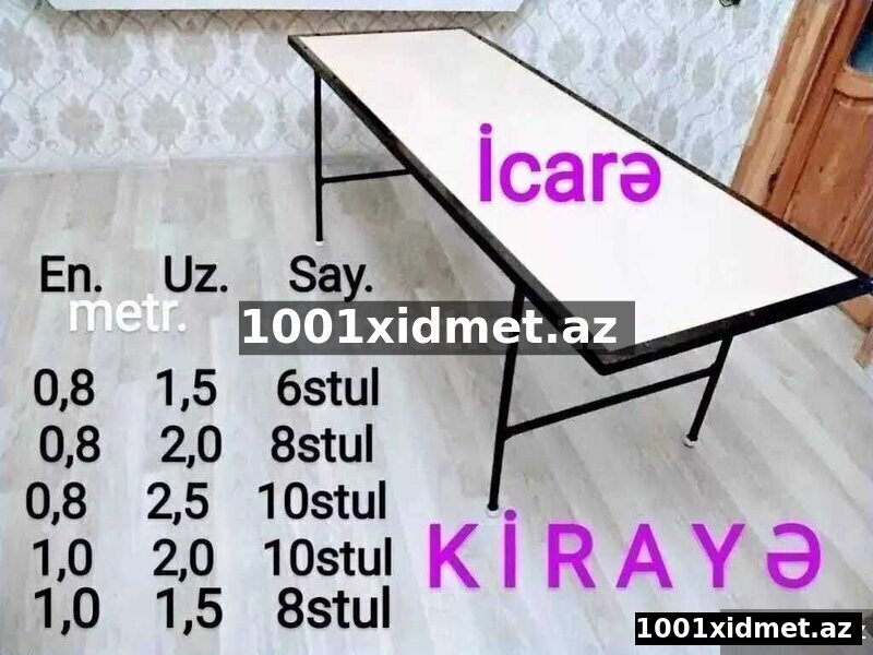 Masa icarəsi, stolların kirayəsi